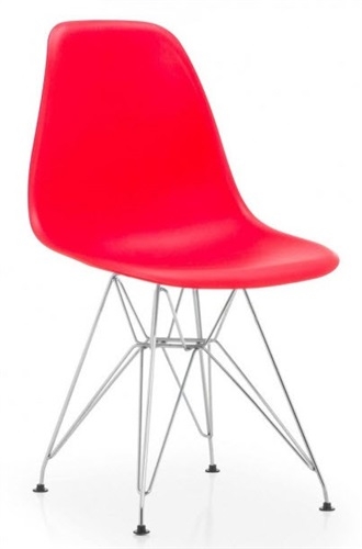 Silla PARIS-CR-RO, cromada, polipropileno rojo.