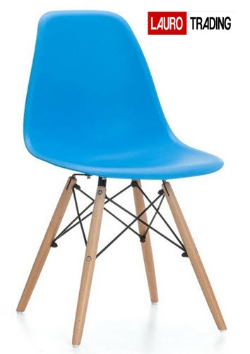 Silla PARIS-PP-AZ, madera, polipropileno azul