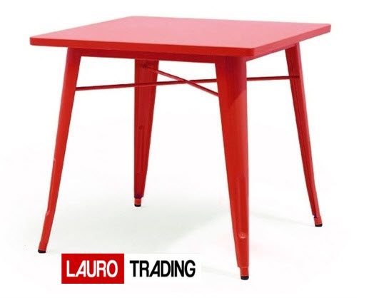 Mesa BERNIE-RO, acero, roja de 80 x 80 cms.