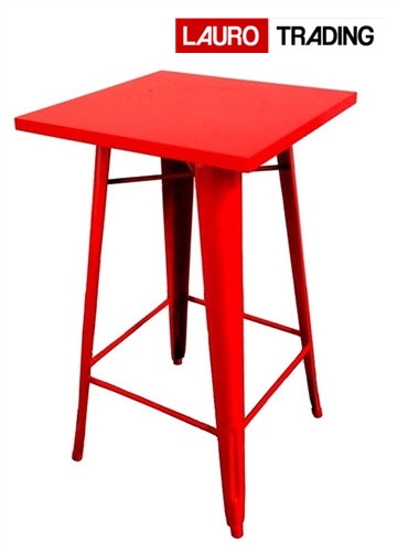 Mesa BERNIE-RO, alta, acero, roja de 60 x 60 cms.