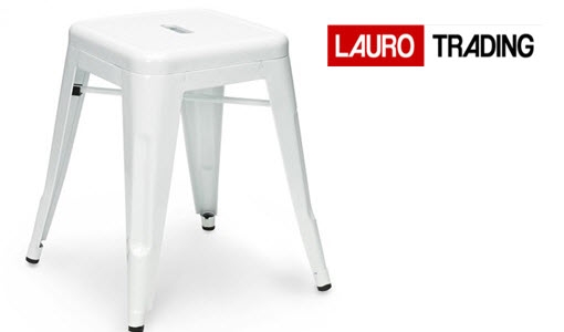 Taburete BERNIE45-BL, bajo, acero, blanco