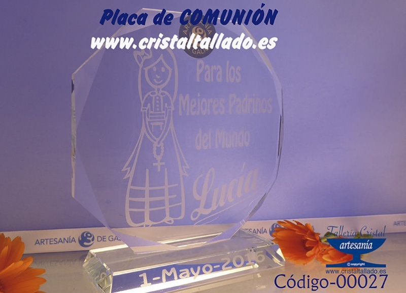 placas de cristal comunion grabadas