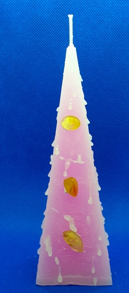 Vela rosa con mineral carneola 