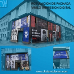 Rotulacion fachada tienda deportivo alaves / baskonia oketarotulacion