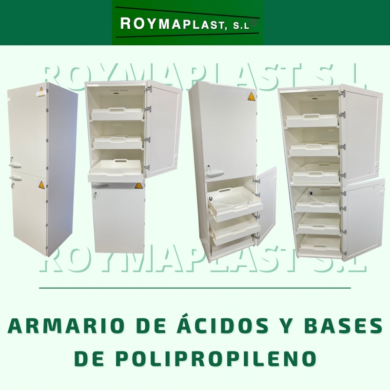 Armario columna de polipropileno para ácidos y bases de laboratorios
