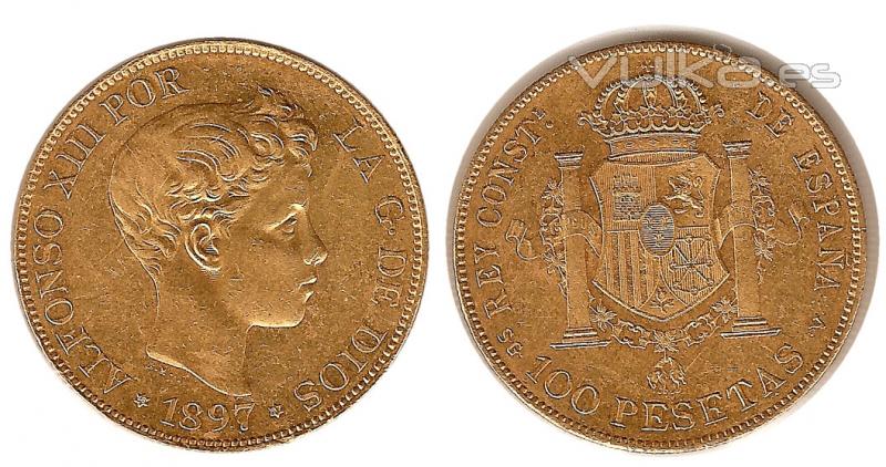 100 pesetas Alfonso XIII 1897. Estrellas 18-97