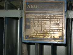 Placa de caracteristicas de transformador aeg de 160 kva