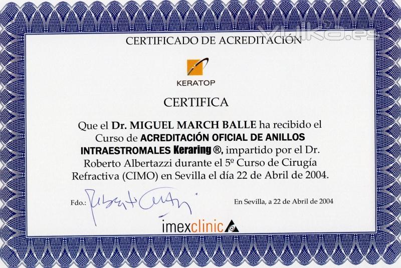 CURSO DE ACREDITACIÓN PARA EL IMPLANTE DE ANILLOS CORNEALES KERARING. SEVILLA. 