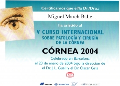 Curso internacional sobre patologia y cirugia de la cornea barcelona 2004