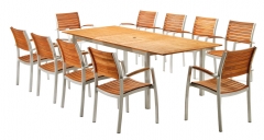 Conjunto de mesa y sillas aluminio y teca