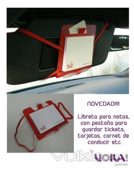 NOVEDAD!!! Carpeta, libreta y bolígrafo con gomas para el parasol del coche