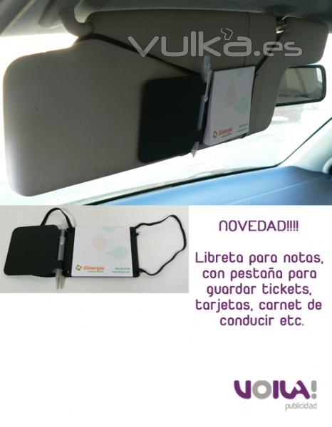 NOVEDAD!!! Libreta y bolígrafo con gomas para el parasol del coche