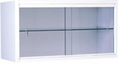 Vitrina mural fabricada en acero esmaltado epoxi puertas de luna corredera estante de cristal medidas: 70 largo