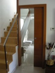 Puerta acceso bano con lateral a escalera transparente