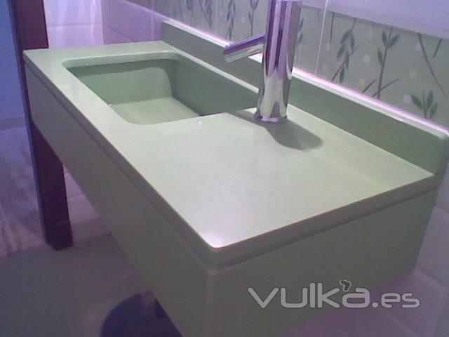 Encimera de Baño de Silestone Verde Fun.