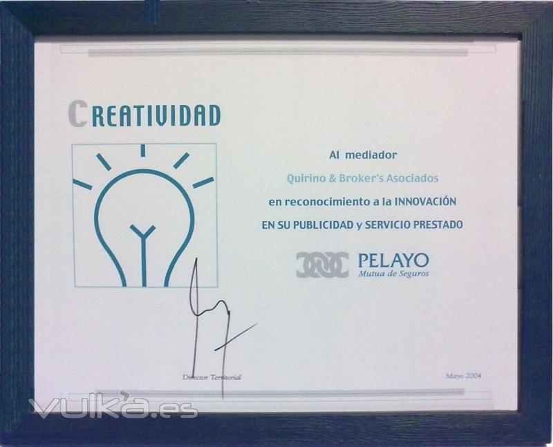 QUIRINO & BROKERS  Premio Mutua PELAYO como reconocimiento a la INNOVACION en su  publicidad y servicios prestados