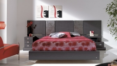 Dormitorio  moderno color ceniza con cabezal tapizado