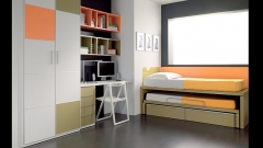 Dormitorio juvenil con compacto en colores oliva