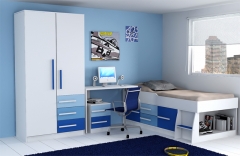 Dormitorio juvenil sevilla por solo 495 eur transporte y montaje incluidos, disponible en azul, naranja y verde