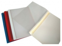 Carpetas termicas para encuadernacion color:  portada pvc transparente / contraportada cartulina brillo blanca