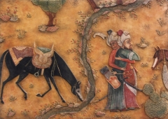 El abrazo detalle en relieve de una pintura islamica, siglo xvii med: 115x82x3 cm