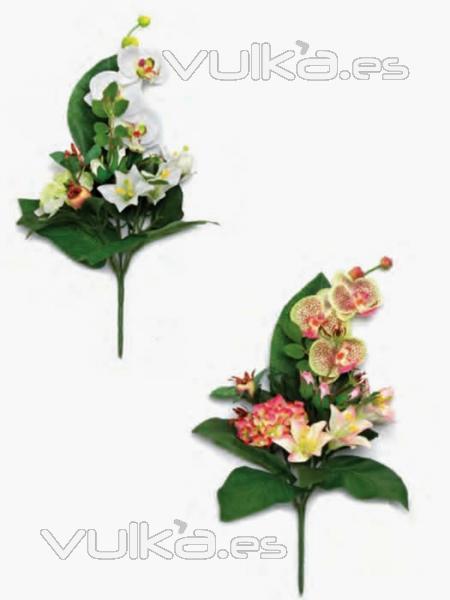 Flores artificiales santos de calidad. oasisdecor.com RAMO PEQUEÑO FLOR ARTIFICIAL ORQUIDEAS LILIUM Y HORTENSIAS