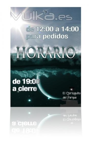 Diseño de cartel con horarios para el Chiringuito del del parque de María de Huerva, Zaragoza