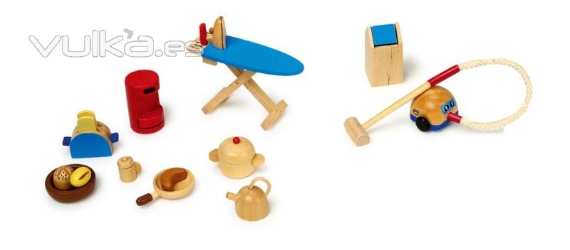 juguetes de madera www.giocojuguetes.com. Mobiliario para casas de muñecas