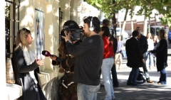 Student being interviewed by cadena 10 regarding mid-term elections