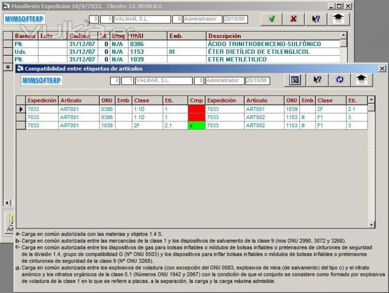 ADR: Control de incompatibilidades en la carga, transporte y descarga de mercancías peligrosas.