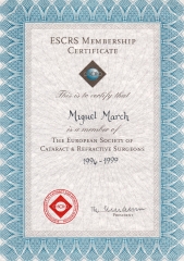 Diploma de miembro de la sociedad europea de cirujanos de cataratas y refractiva (escrs)